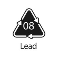 Battery recycling symbol 8 Lead , battery recycling code 8 Lead vector