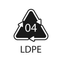 LDPE 04 recycling code symbol. Plastic recycling vector low density polyethylene sign.