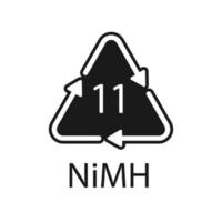 Battery recycling symbol 11 NiMH. Vector illustration