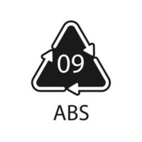 Plastic recycle symbol ABS 9 vector icon. Plastic recycling code ABS 09.