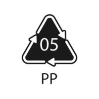 símbolo de reciclaje de plástico pp 5 icono de vector. vector