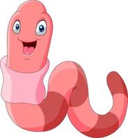 Cute pink worm cartoon smile vector