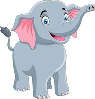 una linda caricatura de elefante sonriendo vector