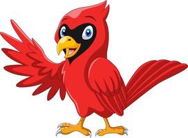 Cute cartoon beautiful cardinal bird waving vector