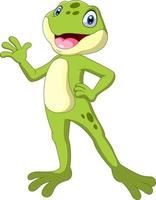 A cute cartoon frog waving vector