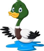 Cute cartoon Mallard duck waving vector