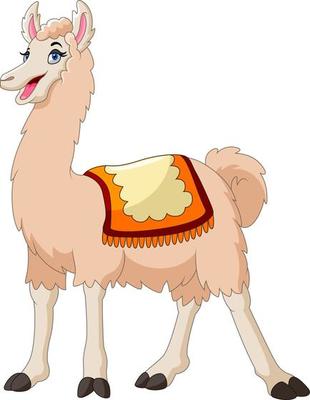 A Cute cartoon llama happy