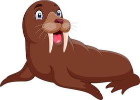 Cute cartoon walrus happy a smile vector