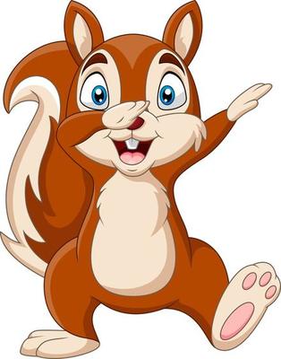 Cartoon funny squirrel waving hand