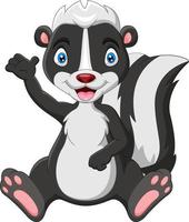 Cartoon skunk sitting with waving vector