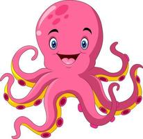 Cute octopus cartoon on white background vector