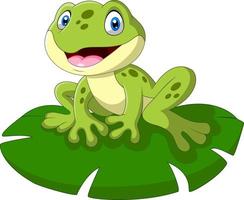 A cute cartoon frog sitting vector