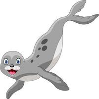 una linda foca de dibujos animados nadando vector