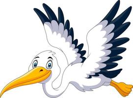 Cute cartoon stork is flying vector