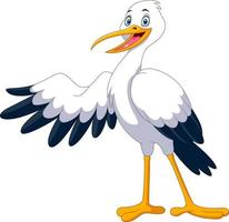 Cute cartoon stork posing waving vector