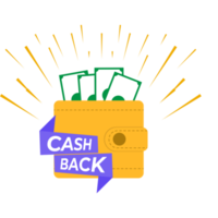 Money back and refund icon concept. Wallet, dollar bill and pile of coins, online payments on tranparent background. png