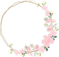 beautiful pink sakura or cheery blossom flower wreath frame png