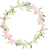 beautiful pink sakura or cheery blossom flower wreath frame png