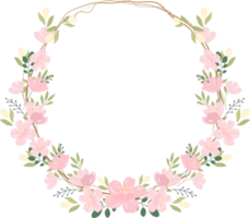 beautiful pink sakura or cheery blossom flower wreath frame png