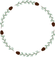 christmas doodle flat style wreath frame png