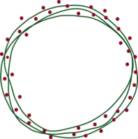 christmas doodle flat style wreath frame png