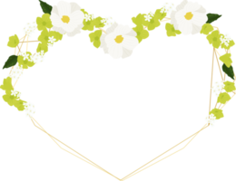 marco de corona de oro de corazón de hortensia verde y cosmos blanco png