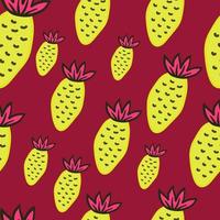 Fresas dibujadas a mano wallpaper.doodle patrón sin fisuras de fresa. telón de fondo de frutas. vector