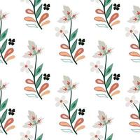 Abstract cute leaves and flower seamless pattern. Beautiful floral wallpaper. Cute plants endless backdrop. vector