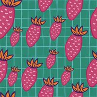 Fresas dibujadas a mano wallpaper.doodle patrón sin fisuras de fresa. telón de fondo de frutas. vector