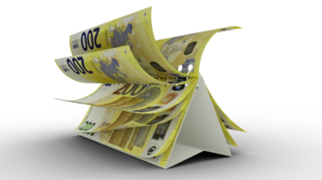 Kalender aus Euro-Banknoten isoliert auf transparentem Hintergrund. Geld Kalender. Ausgabenkonzept. 3D-Rendering png