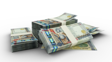 3D Stack of 100000 Armenian Dram notes isolated on transparent background png