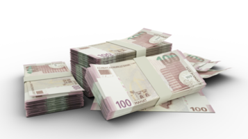 3D Stack of Azerbaijani manat notes isolated on transparent background png