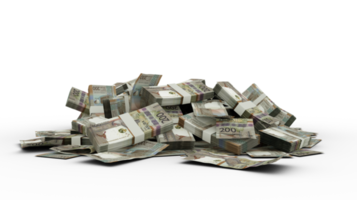 3D Stack of Aruban florin notes isolated on transparent background png