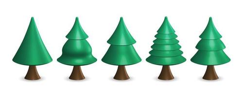 colección de árboles de Navidad sobre un fondo blanco. vector de ilustración realista