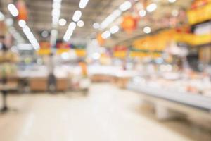Abstract supermarket grocery store blurred defocused background with bokeh light photo