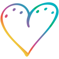 Rainbow simple doodle heart. Transparent PNG clipart for design