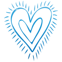 Simple blue doodle heart. Isolated design element for valentine's day, wedding, romance. Transparent PNG clipart