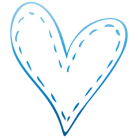 coeur de doodle bleu simple. élément de design isolé pour la saint valentin, mariage, romance. clipart png transparent