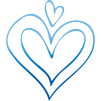 Simple blue doodle heart. Isolated design element for valentine's day, wedding, romance. Transparent PNG clipart