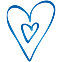 Simple blue doodle heart. Isolated design element for valentine's day, wedding, romance. Transparent PNG clipart