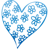 Simple blue doodle heart. Isolated design element for valentine's day, wedding, romance. Transparent PNG clipart