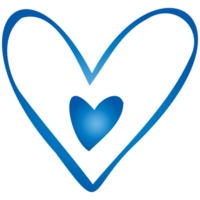 Simple blue doodle heart. Isolated design element for valentine's day, wedding, romance. Transparent PNG clipart