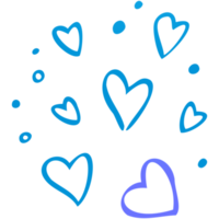 coeur de doodle bleu simple. élément de design isolé pour la saint valentin, mariage, romance. clipart png transparent