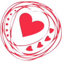 semplice rosso cuore, mano disegnato illustrazione nel scarabocchio stile. San Valentino giorno, amore, romanza. trasparente png clipart