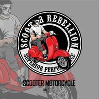 plantilla de logotipo de scooter con un fondo gris vector