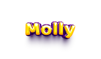 nome de menina folha de ar inflada brilhante decoração de celebração molly png
