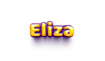 nome da menina folha de ar inflada brilhante decoração de celebração eliza png