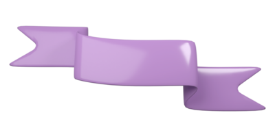 Purple 3d render plastic ribbon for sale banner. Promo offer or discount tag isolated. Blank label wrap flag or placard png