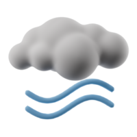 Niebla del tiempo de dibujos animados en 3D. signo de nube y niebla aislado sobre fondo transparente. Ilustración de procesamiento 3d.