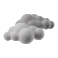 3d tecknad serie väder molnig. grå moln tecken isolerat på transparent bakgrund. 3d framställa illustration. png
